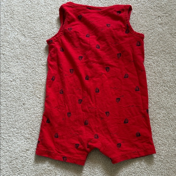 Carter's Vibrant Red Romper with Sailboat Pattern - Picture 4 of 4